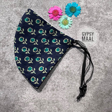 Indigo Floral Face Mask